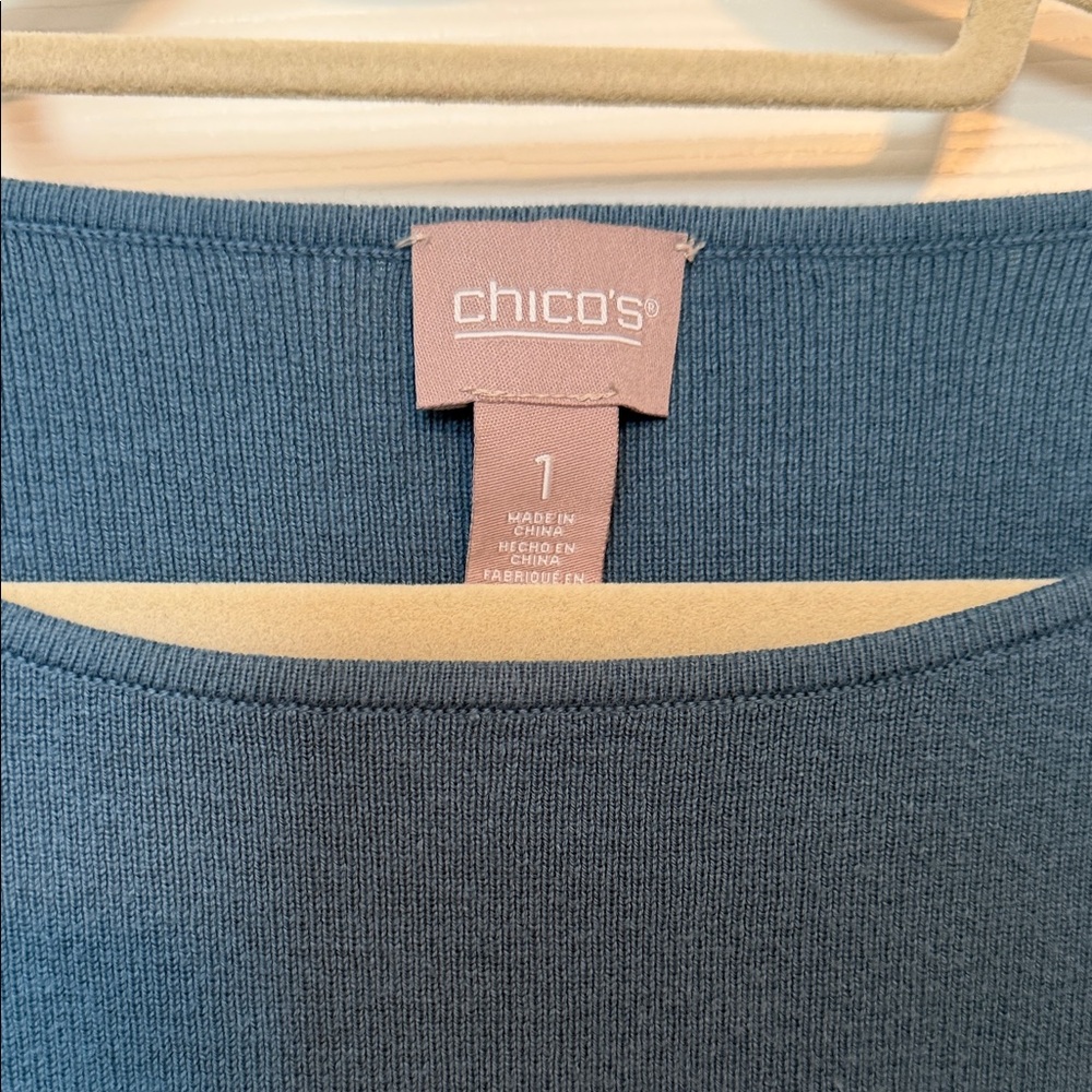 Chico's Blue 3/4 Sleeve Blouse - Picture 2 of 4